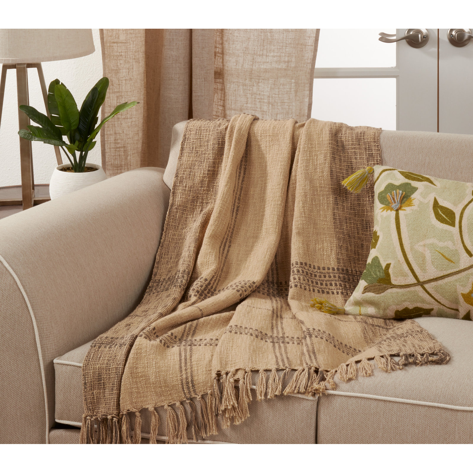 Chelse Cotton Hand Woven Throw Blanket, Natural