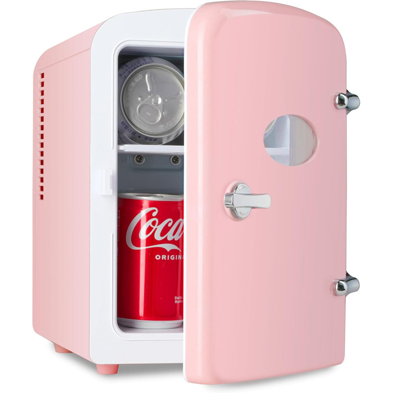 Mini réfrigérateur portatif 4L avec six réfrigérateurs compacts de 12 oz, 100% sans fréon et écologique, 4 L, Rose