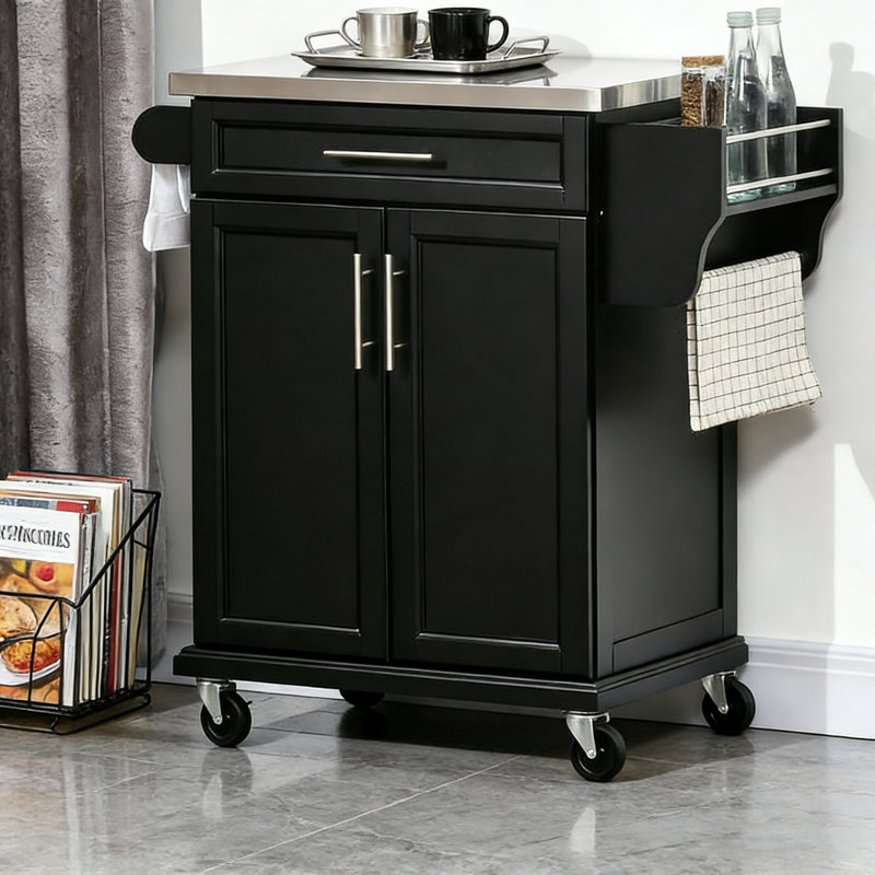 Rolling Kitchen Cart with Stainless Steel Top - Thumbnail 3