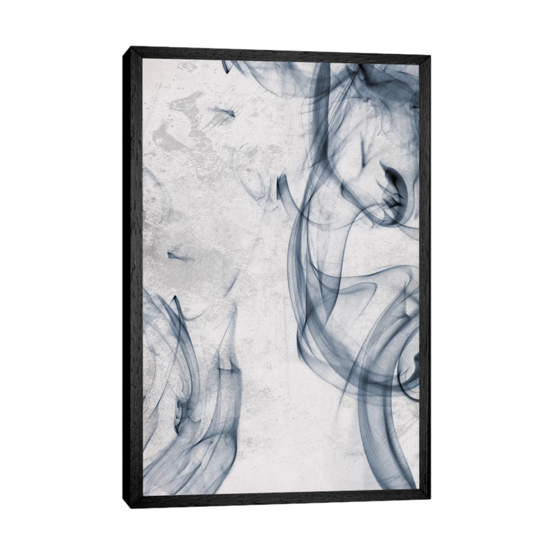Blue Smoke 1 Piece Painting on Canvas, 66.04cm H x 45.72cm W x 3.81cm D, Black Framed