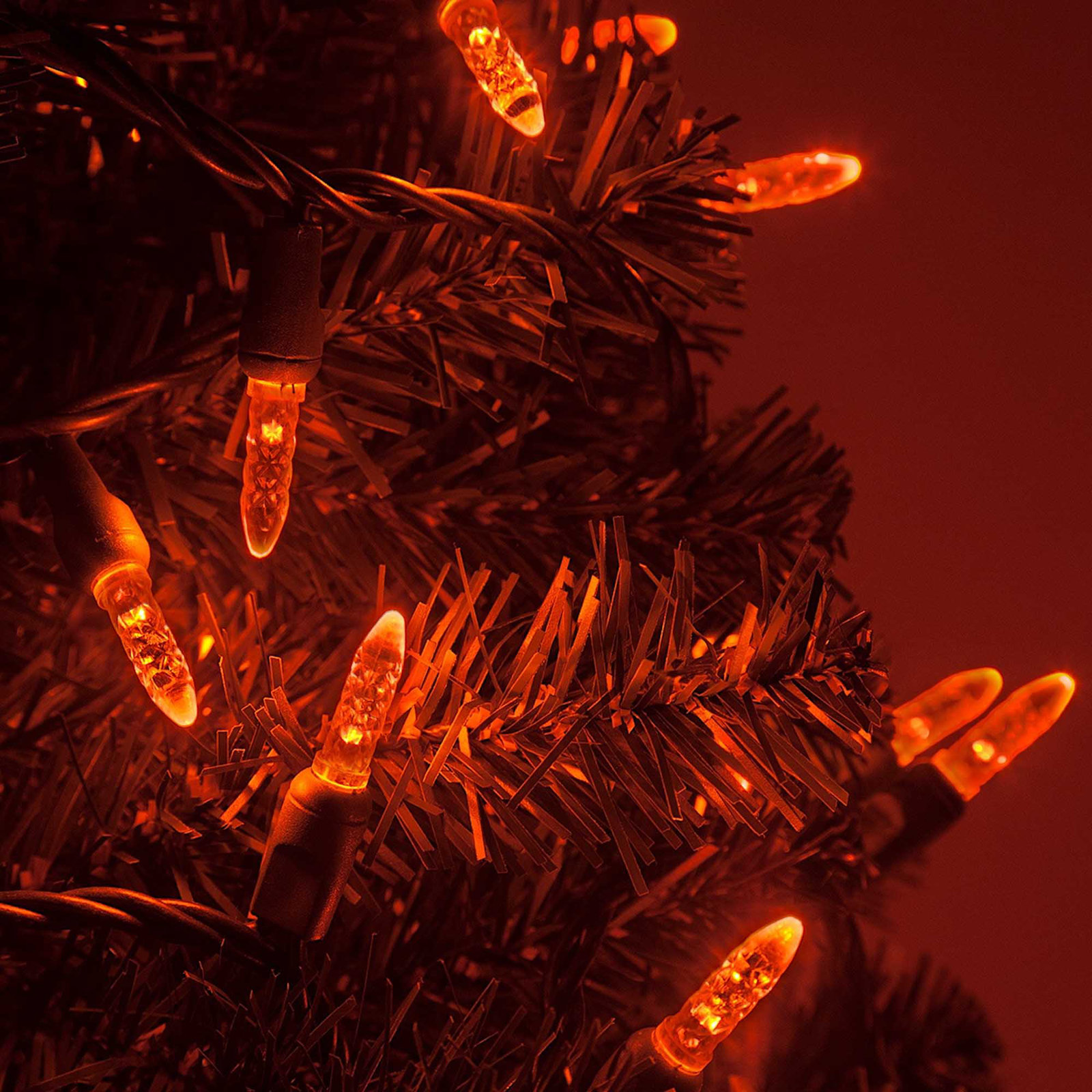 24' 70-Light LED Christmas String Lights, Amber/Orange