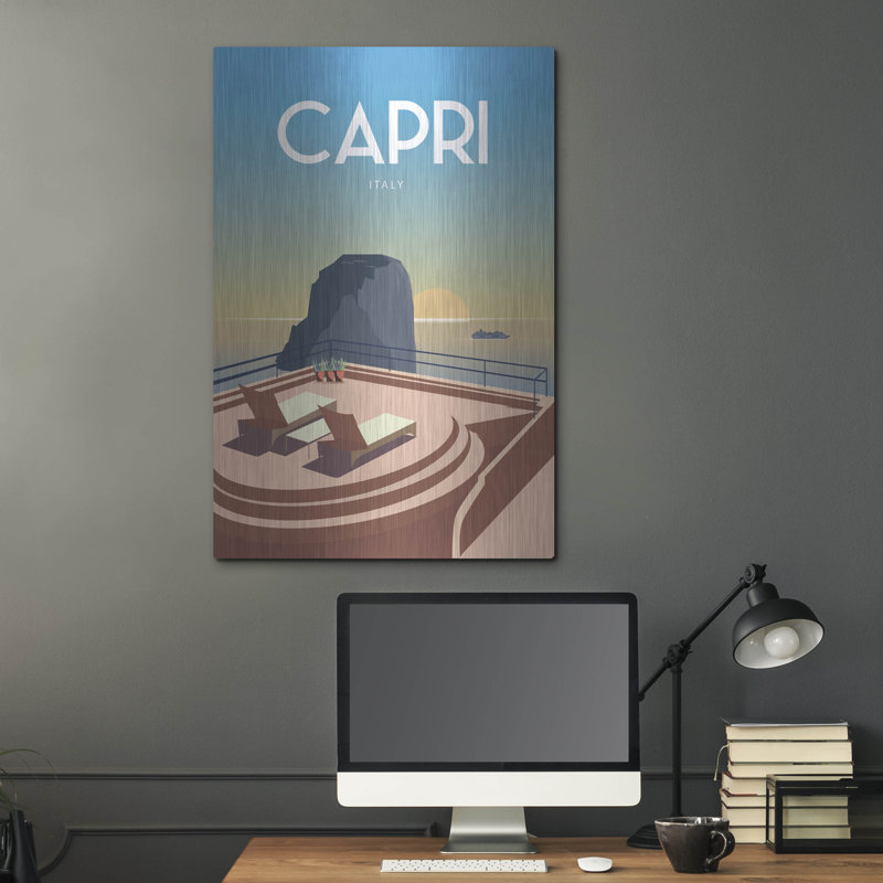  «Capri Italy Travel Affiche» par Arctic, art mural en métal, 24 po x 36 po, H 36 po x l 24 po