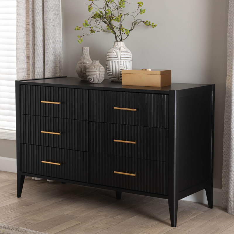 Commode 6 tiroirs Wooley, Noir