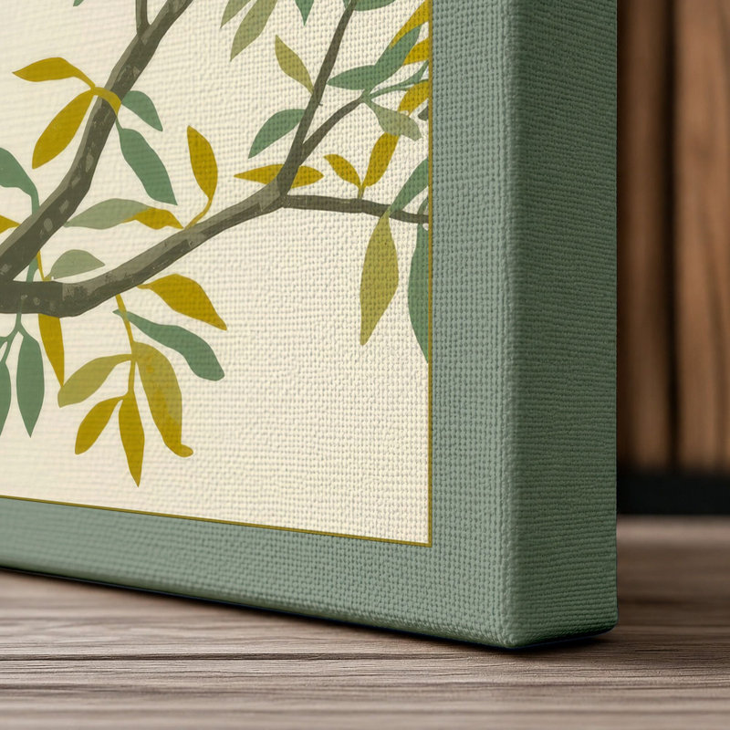 Resting Leopard Botanical - Wrapped Canvas, 18x12 - 45.7 x 30.5 cm, Sage Border