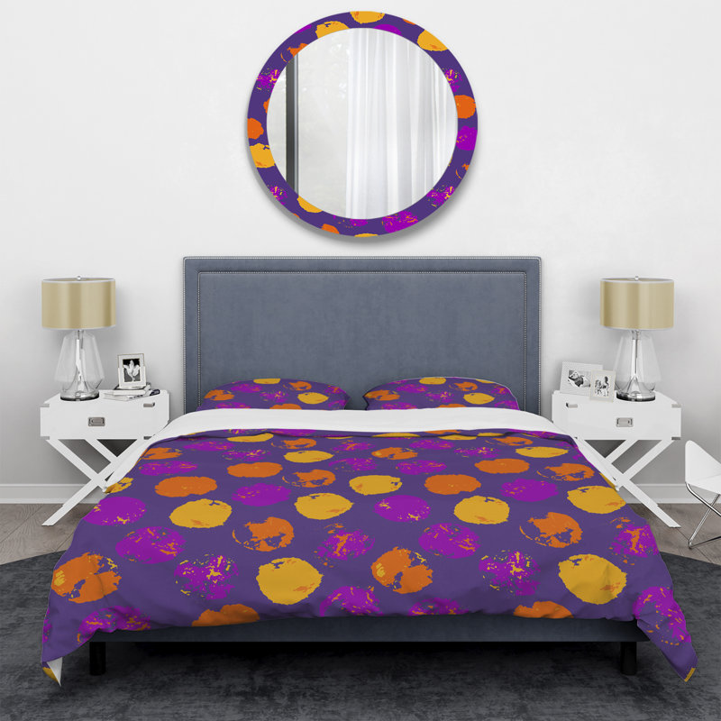 Ensemble de housse de couette en microfibre mauve / jaune / orange 3 pièces