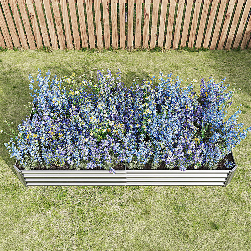 Raised Garden Bed Outdoor, Metal Raised  Rectangle Planter Beds for Plants, Vegetables, and Flowers, 6×3×1ft, Silver