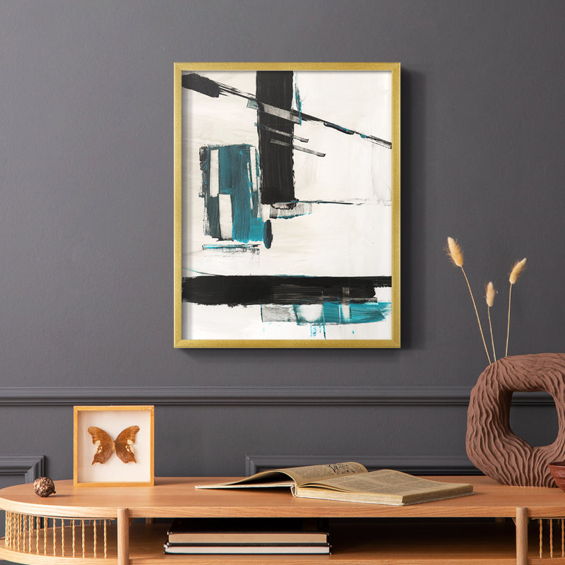 Geometry Notes II Framed Print - Solid Wood, 28" H x 22" W, Gold