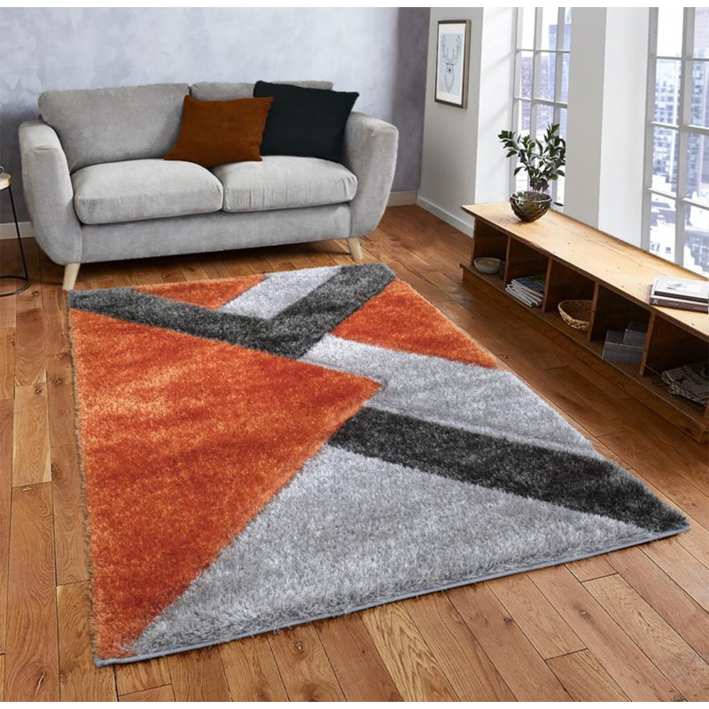 Woodbranch Geometric Shag Area Rug, Rectangle 200 x 290cm
