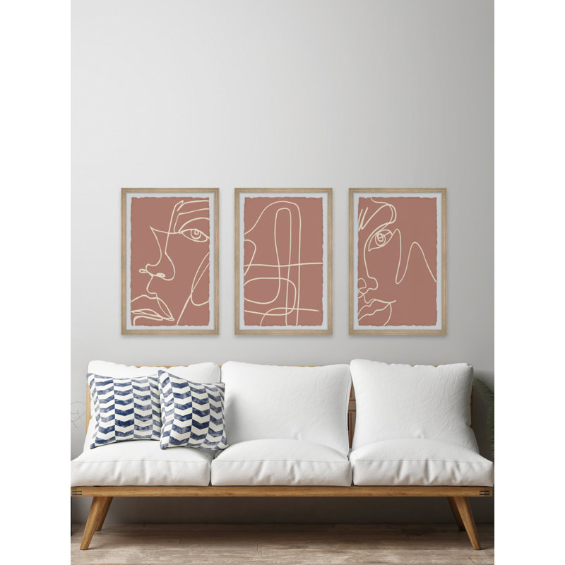 Visage de personne - triptyque, H 24 po x l 16 po