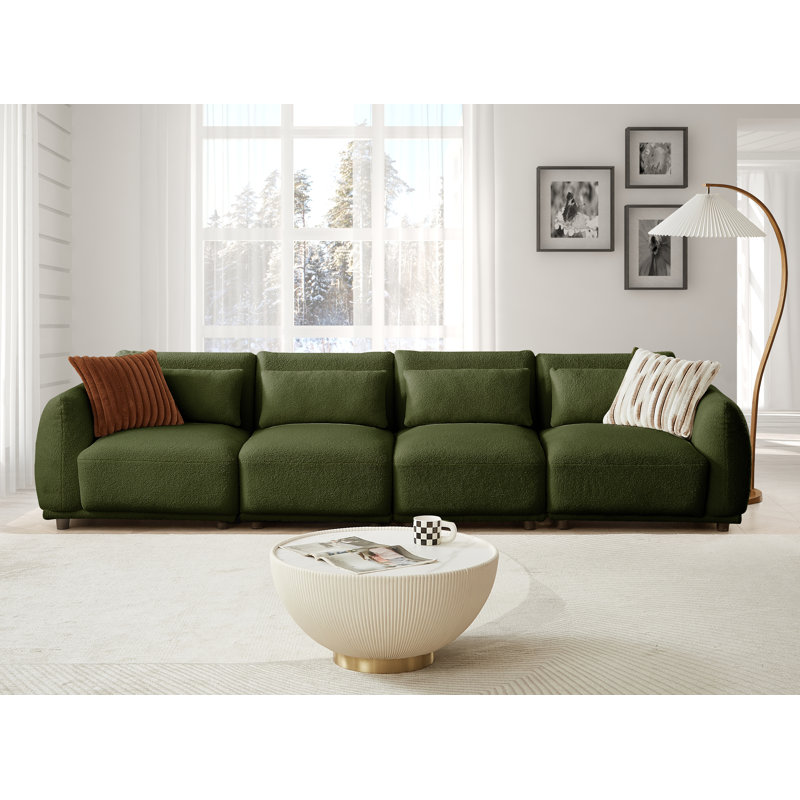 Owades Upholstered 127.95'' Sofa, Green Wool