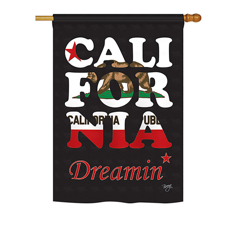 Drapeau de maison en polyester à 2 côtés US State, H 18,5 po x l 13 po, Californie