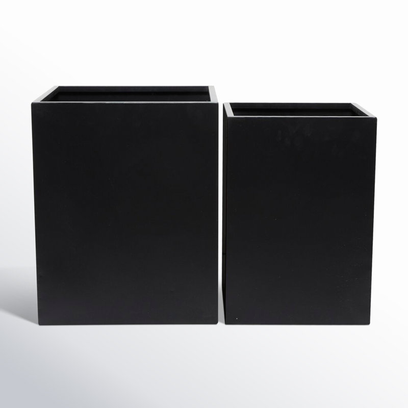 Etha Metal Planter Box - Set of 2, Black