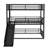 Bedroom Bed Frame, Triple Bunk Bed with Slide