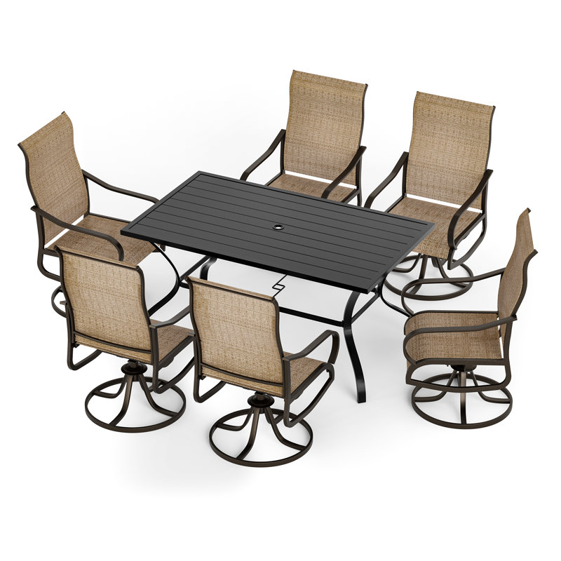 Ensemble repas pour patio 4 personnes Bhairavi, Marron clair