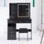 Meuble-lavabo de 37 po de taille moyenne avec tiroir de gauche et tabouret rembourré, grande commande tactile, interrupteur tricolore, miroir à luminosité réglable, rangement à grande capacité, convient aux grands espaces-1123083777