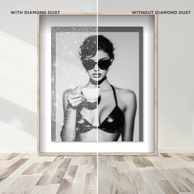 Luxe Latte Shadowbox Food & Beverages Print by Oliver Gal, Black Frame, 16 x 20, 31.5"H x 37.5"W, Natural Oak Shadowbox