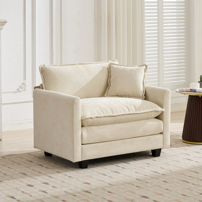 Nuage de chenille respirant beige à siège unique, coussin double couche pour une position assise confortable, conception ergonomique avec coussin, ajustement de l'espace modulaire de la maison, configuration en 30 minutes