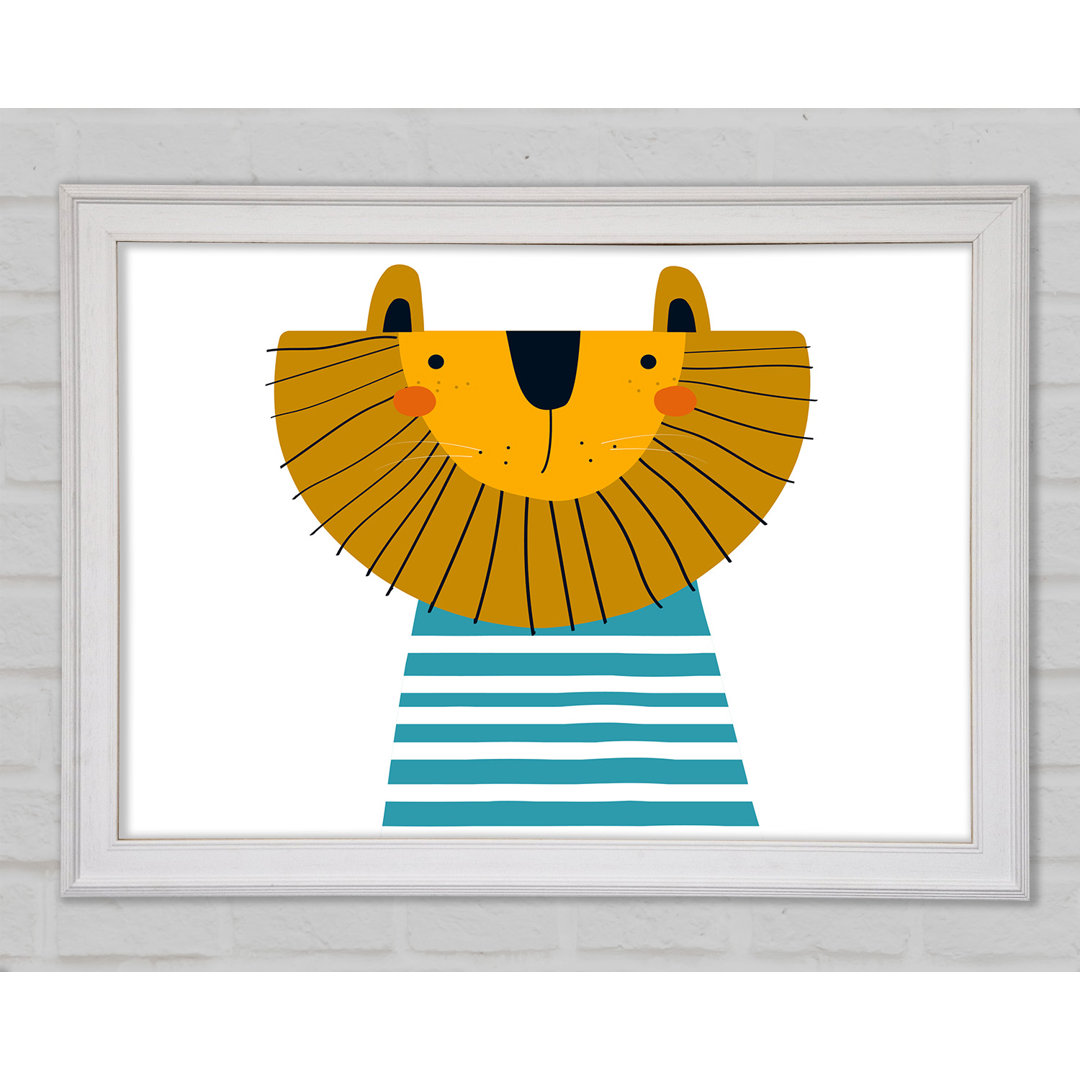 Lion In Striped Clothes Gerahmter Druck