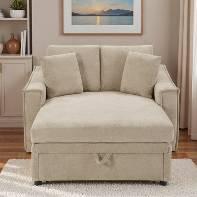 Modern Chaise Sofa With Pillows And Hidden Storage Space