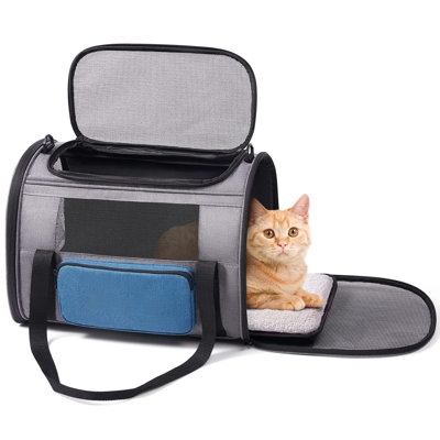Cat Carrier For Large Cats 20 Lbs,Medium Cats Under 25 Lbs,2 Cats And Small Dogs With Unique Side Bag,Top Load Pet Carrier Soft-Sided Escape Proof Wit -  Ebern Designs, A16B4588780E44D091A5DF388476AA2D