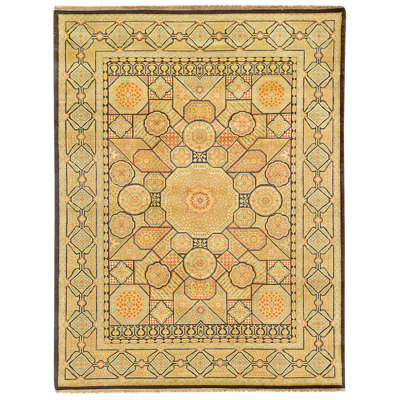 Hand Knotted Wool Area Rug in Black