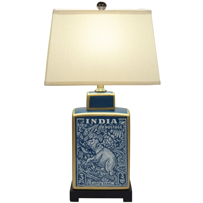 23" Blue Indian Elephant Table Lamp