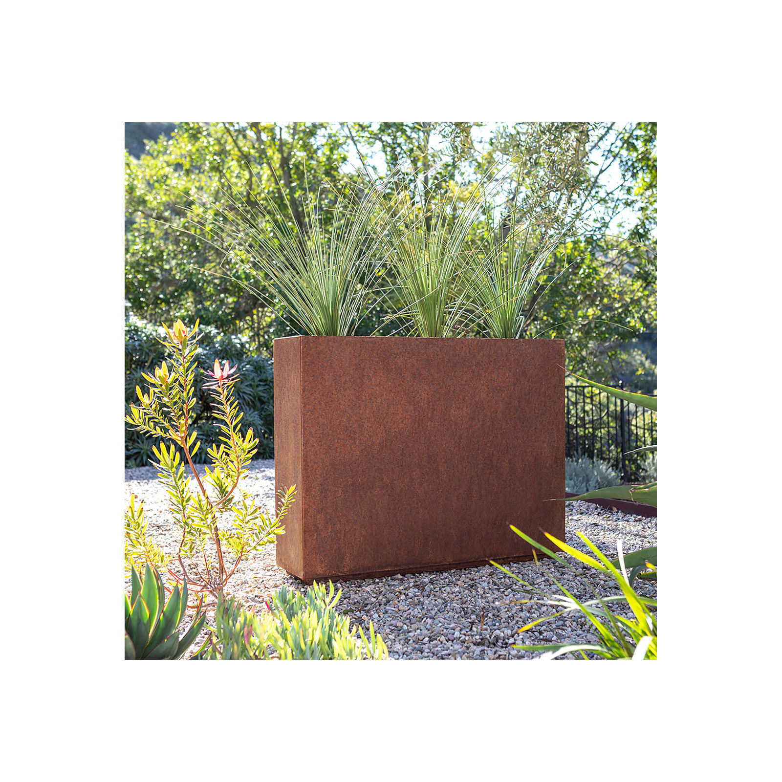 Corten Steel Series Span Planter, 30" H x 38" W x 10" D