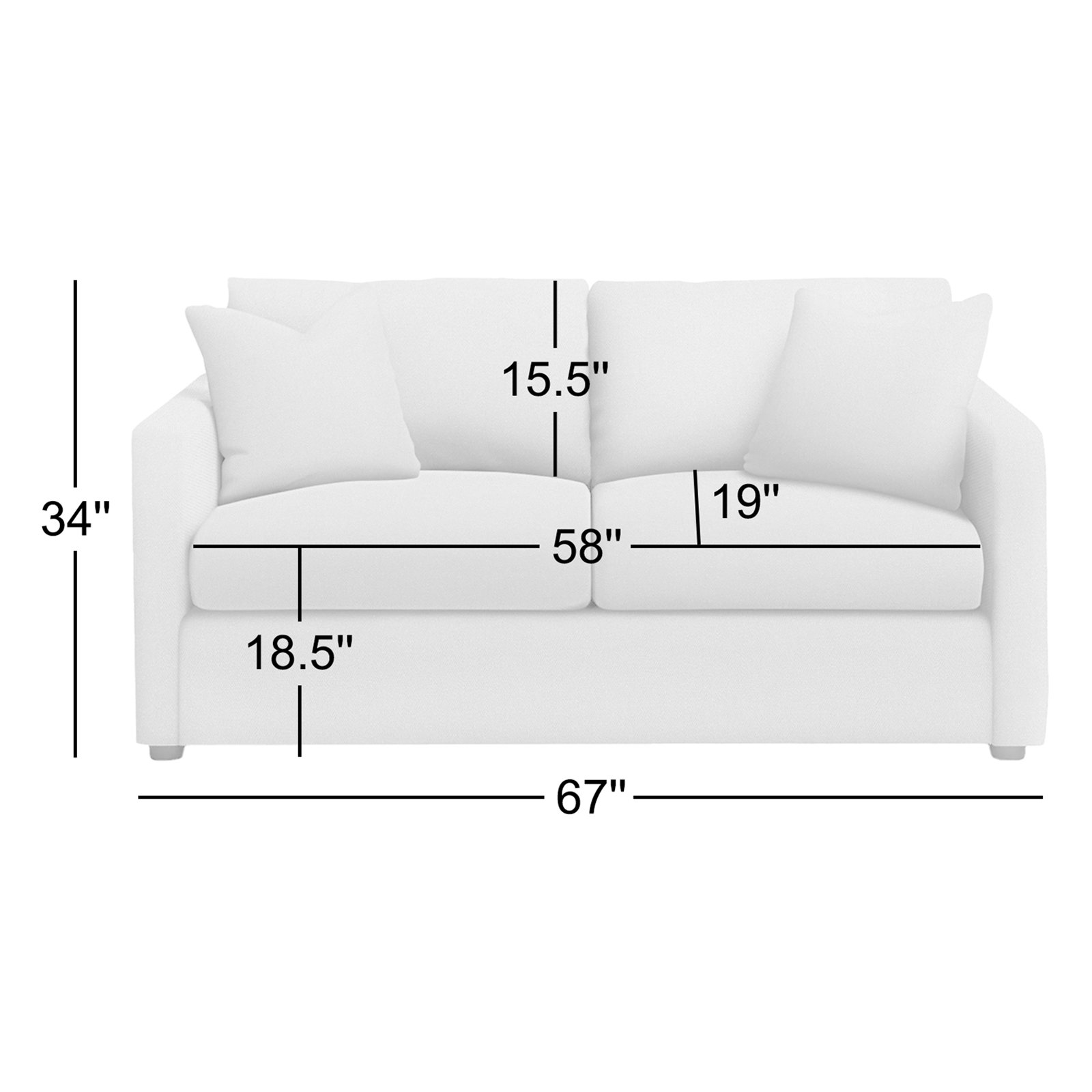 Godwin 67'' Upholstered Loveseat, Classic Bleach White Twill