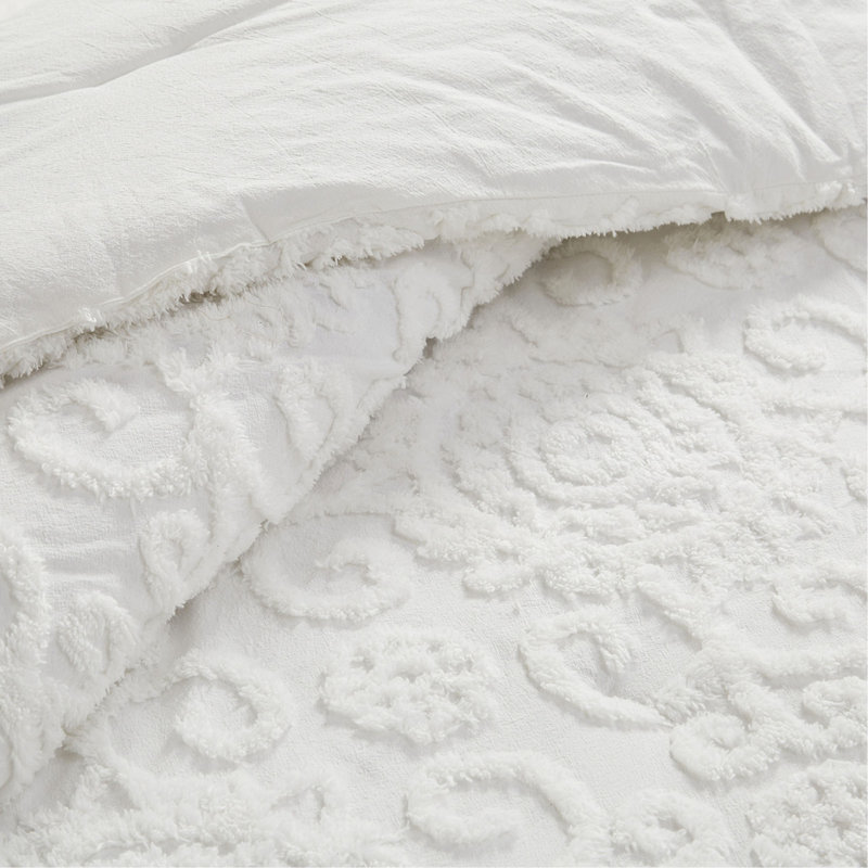 Ensemble de couette mini ivoire double / grand, Housse de couette pour grand lit + 2 taies décora, Ivoire ivoire