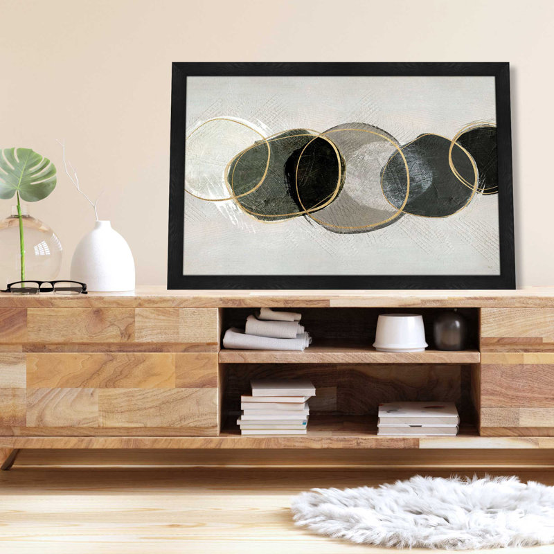 River Rock par Susan Jill - Peinture, L 49,5 po x H 33,5 po, Cadre noir
