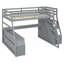 Lit mezzanine double avec 7 tiroirs, 2 tablettes et bureau-506255382