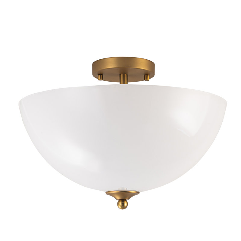 3-Light Semicircular Opal Glass Semi Flush Mount