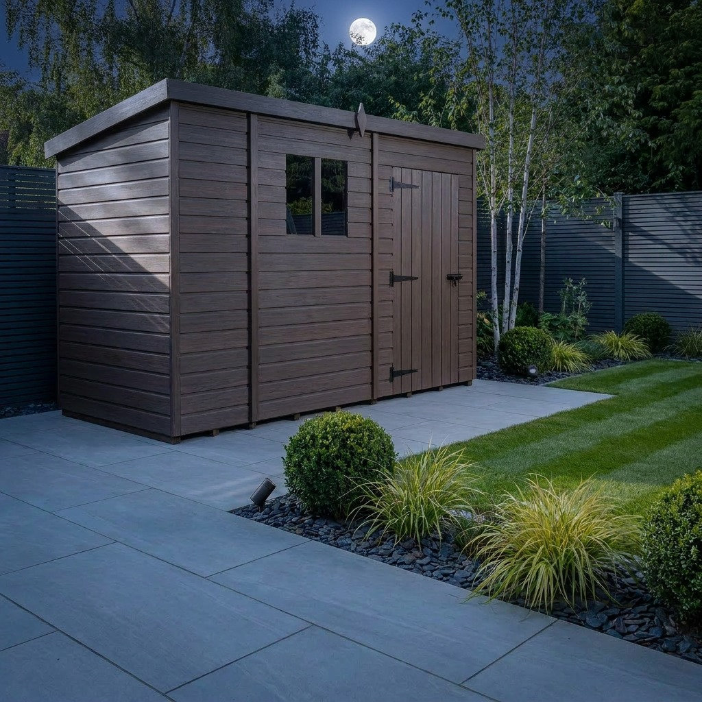 Total Sheds 9ft x 4ft Composite Pent Garden Shed - Single Door - With Windows - EPDM Rubber Roof - UK Manufactured