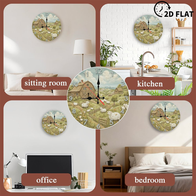 Horloge, chiffres, ferme et mouton