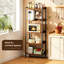 5-Tier Freestanding Kitchen Storage Shelf Unit with S-Shaped Hooks, Adjustable Multipurpose Standing Baker's Rack and Bookshelf for Home Kitchen and Living Room