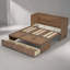 Queen Murphy Bed, Pine Wood Cabinet Bed, USB Charging Station, Geometric Decor Panel, Light Walnut-607727877