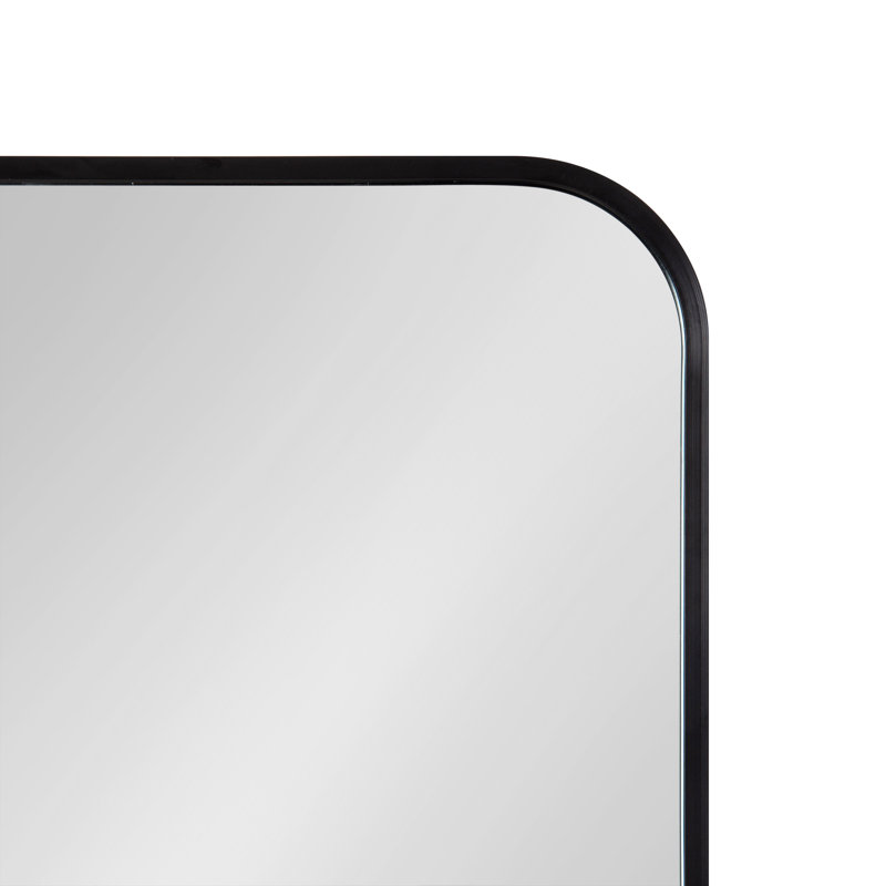 Anacleta Radius Rectangle Framed Wall Mirror, Black, 42" x 30"