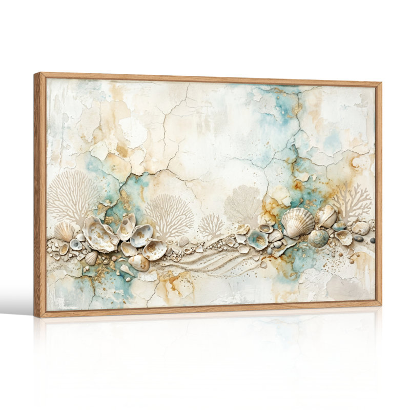Ensemble de 1 tableau sur toile Coquillage et corail, 28"H x 40"W, Natural