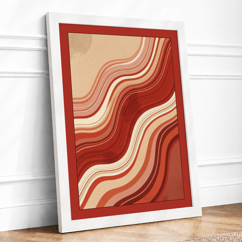 Flowing Terracotta Waves Geometric - Print, A4 - 29.7 x 21.0 cm, White
