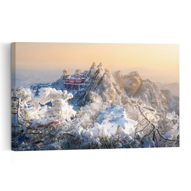 " Winter Mountain Fortress Dramatic Serene Abstract Landscape Mountain Wall Art Print " by Simoon, 32" H x 48" W