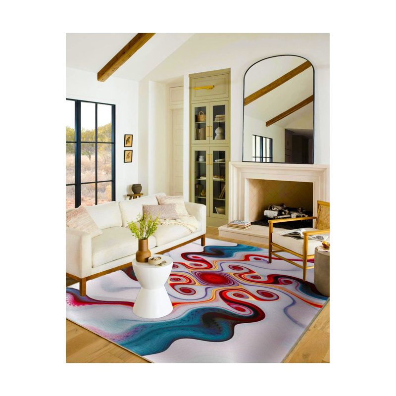 Tapis à motif géométrique à motif géométrique lavable à la machine, Carré 3 pi 3 po