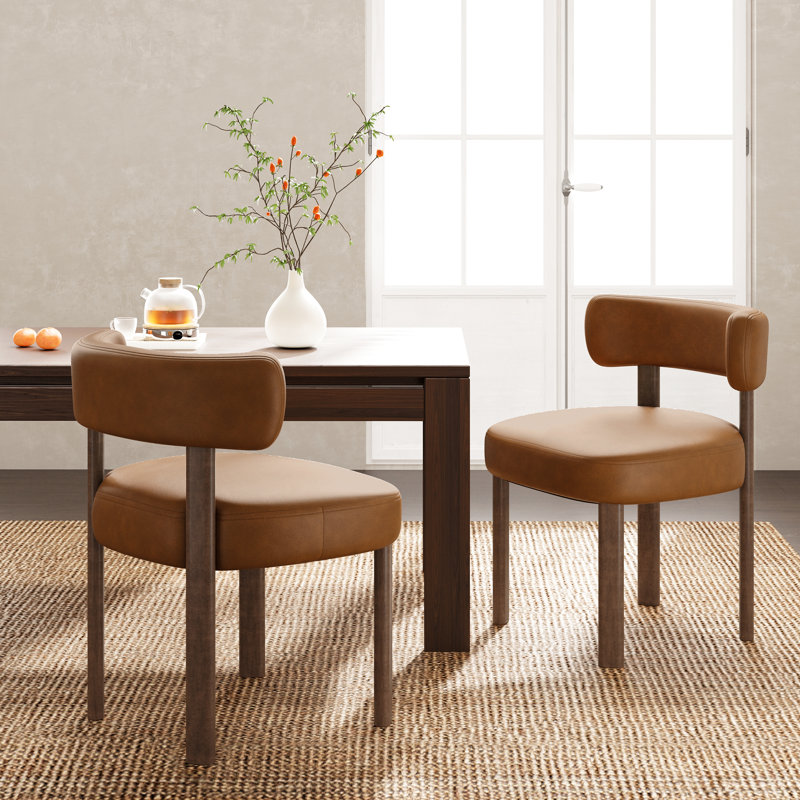 Chaise d'appoint rembourrée en similicuir, Brun