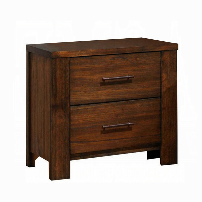 2pc Queen Bedroom Set, Storage Design, Brown, Nightstand, 2 Pcs: Bed, Nightstand