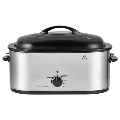 Electric Roaster Oven, 24 Qt 1450W, Multi-Function Cooker with Buffet Trays, Self-Basting Lid, Adjustable Temperature 150-450°F, Countertop Roasting and Warming Appliance with Removable Rack