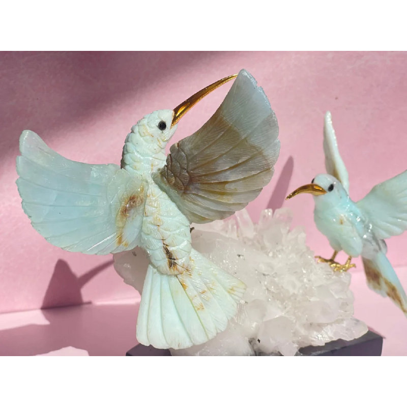 Statue de colibri Améthyste fabriquée à la main Opale andine de style colibri élégante et unique pour la décoration intérieure