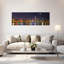 Chicago Skyline With Cubs World Series Lights Night Moonrise Lake Michigan Chicago Cook County Illinois USA by Robert Rydin - Wrapped Canvas Panoramic Print-145297149