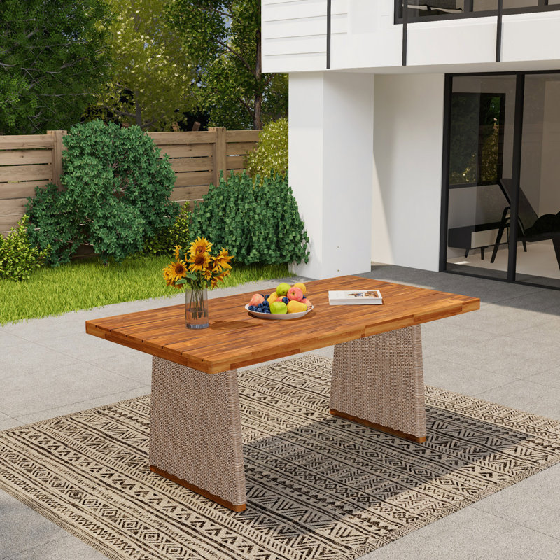 Table de salle à manger d'extérieur en bois d'acacia, Brun