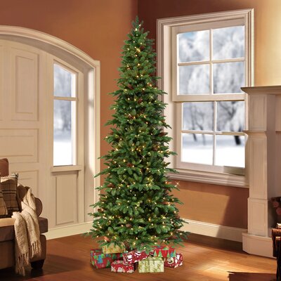 Slim Montville 7.5' Green Spruce Artificial Christmas Tree with 450 Clear/White Lights -  The Holiday Aisle®, FF7EE433DA16484296A39A9593C24774