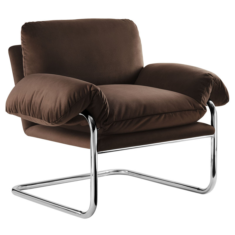 Ansel Performance Velvet Accent Chair, Chocolate Brown