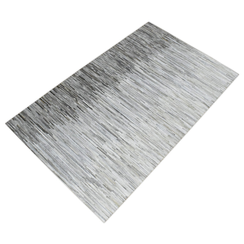 Tapis gris et argent en cuir véritable Modern